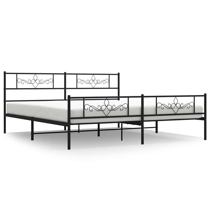 Foto van Vidaxl bedframe met hoofd- en voeteneinde metaal zwart 200x200 cm