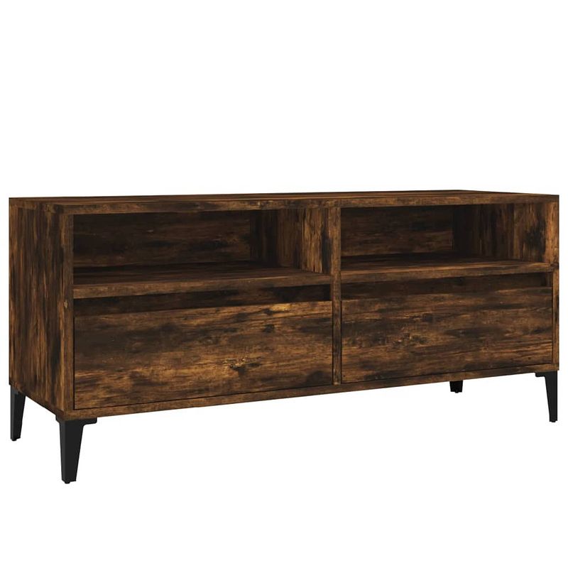 Foto van The living store klassieke tv-kast - gerookt eiken - 100 x 34.5 x 44.5 cm