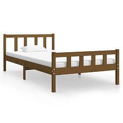 Foto van The living store bedframe grenenhout - honingbruin - 90 x 200 cm - rustiek uitstraling