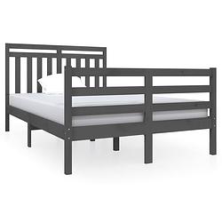 Foto van The living store bedframe grijs - 195.5 x 126 x 100 cm - massief grenenhout