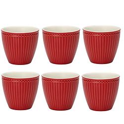 Foto van Set van 6x stuks beker (latte cup) greengate alice rood 300 ml - ø 10 cm