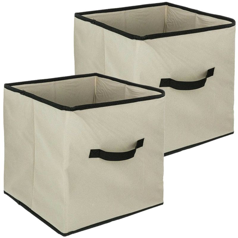 Foto van Set van 2x opbergmand 29 liter beige 31 x 31 x 31 cm - opbergmanden