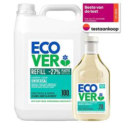 Foto van Ecover - vloeibaar wasmiddel universeel - kamperfoelie & jasmijn - 5l+1.5l gratis - voordeelverpakking