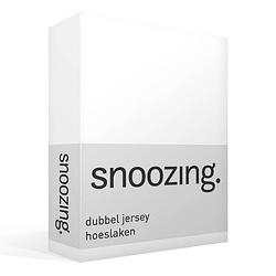 Foto van Snoozing - dubbel jersey - hoeslaken - lits-jumeaux - 160x200/210/220 cm - wit