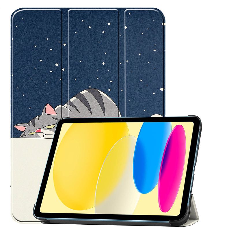 Foto van Basey ipad 10 2022 hoes case hoesje hard cover - ipad 10 hoesje bookcase - kat