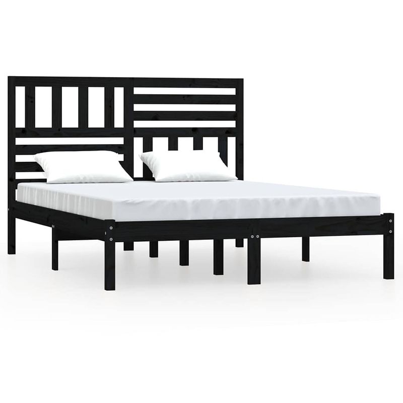 Foto van The living store bedframe - grenenhout - 195.5 x 126 x 100 cm - zwart