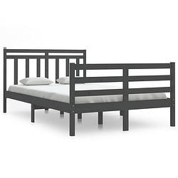 Foto van The living store bedframe - grenenhout - multiplex lattenbodem - 205.5 x 125.5 x 69.5 cm - grijs