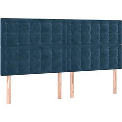 Foto van The living store bed - luxe boxspring met led - 160x200 cm - donkerblauw fluweel