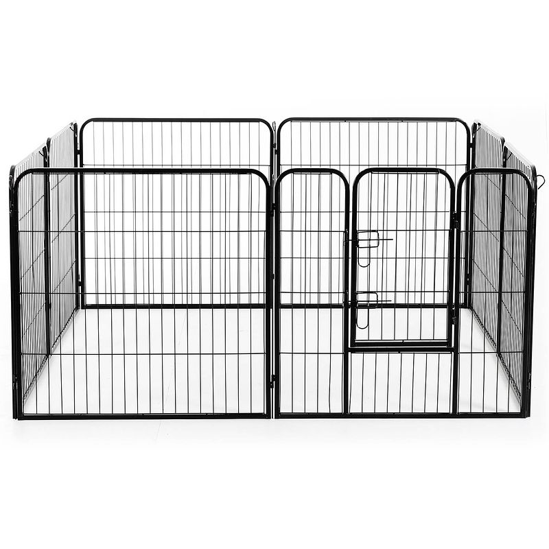 Foto van Hondenren xl - puppyren - hondenkennel - 8 kennelpanelen - staal - 80 cm hoog - 640 cm omtrek - uitbreidbaar