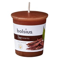 Foto van Bolsius geurkaars true scents oud wood 4,5 cm wax bruin