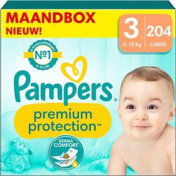 Foto van Pampers premium protection luiers - maat 3 - (6kg - 10kg) - 204 luiers - maandbox