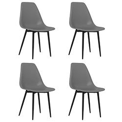 Foto van The living store minimalistische eetkamerstoelen - grijs - pp - metaal - 46x52x84cm - ergonomische rugleuning - set van