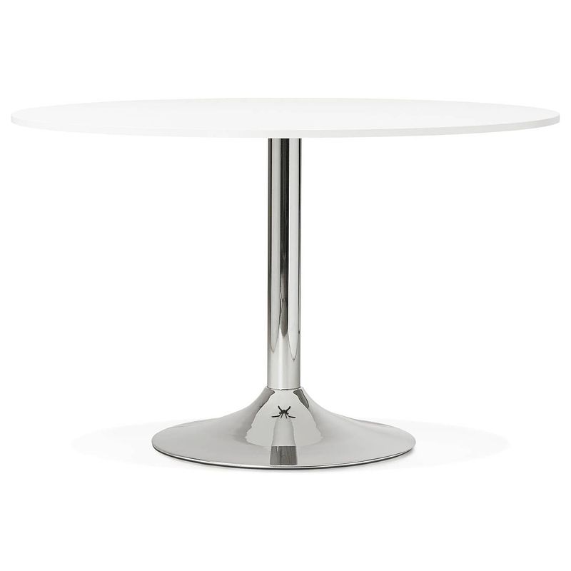 Foto van 24designs ronde eettafel novan - 120 cm x 4 personen - wit tafelblad - chromen voet