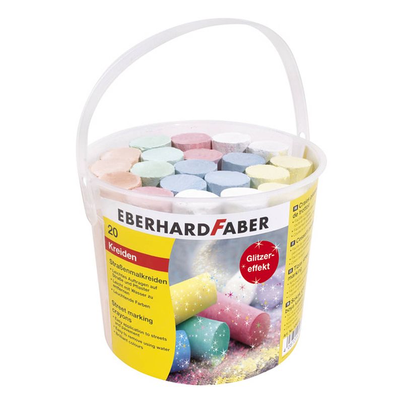 Foto van Stoepkrijt eberhard faber glitter 20 stuks in emmer