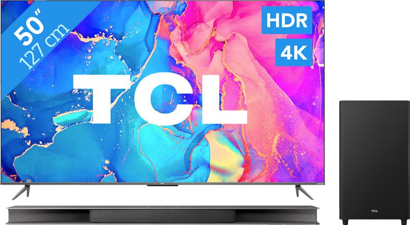 Foto van Tcl qled 50c635 (2022) + soundbar