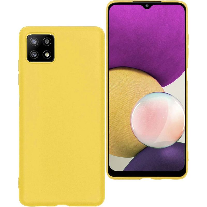 Foto van Basey samsung a22 5g hoesje siliconen - samsung a22 5g case back cover silicone - samsung a22 5g hoes siliconen - geel