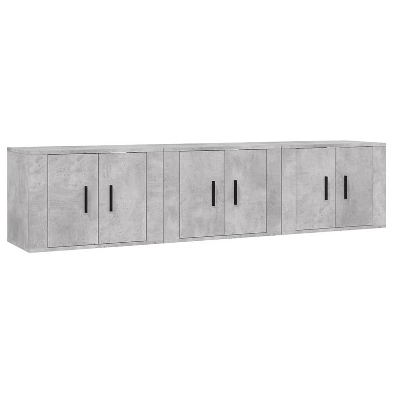 Foto van The living store televisiewandmeubelen betongrijs 3 stuks - 57x34.5x40cm - duurzaam materiaal