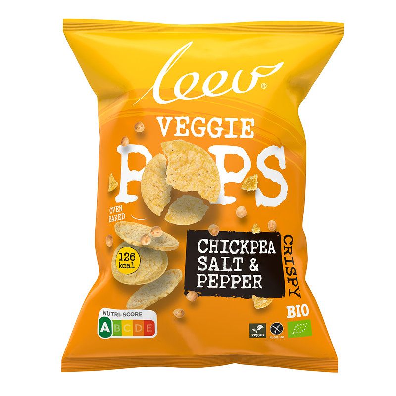 Foto van Leev chips veggie pops - kikkererwten - 30 g