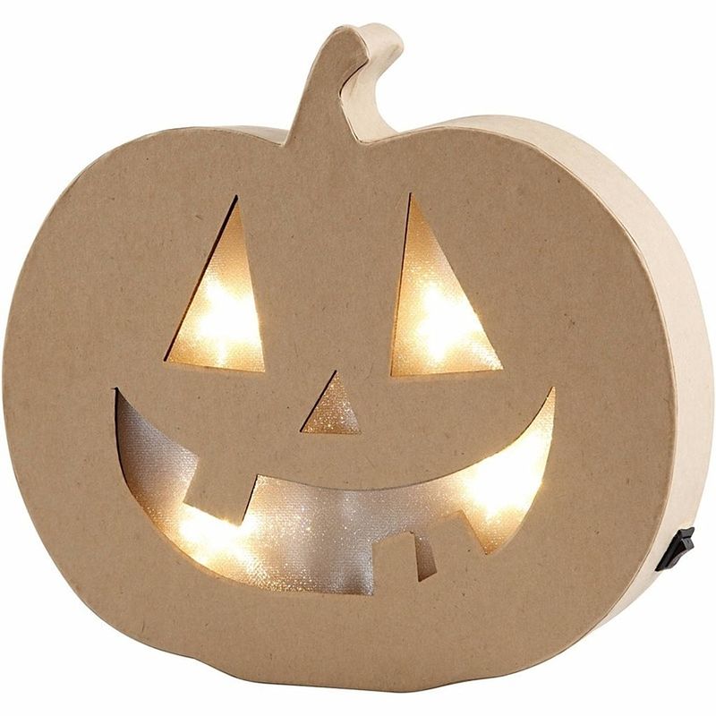 Foto van Halloween - pompoen halloween decoratie met licht 22 cm - feestdecoratievoorwerp