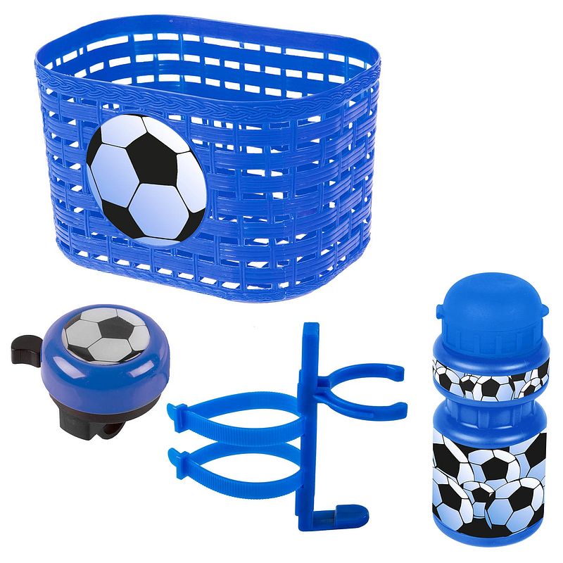 Foto van Ventura accessoiresset voetbal jongens blauw/wit 4-delig