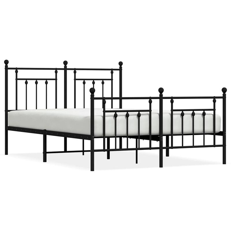 Foto van Vidaxl bedframe met hoofd- en voeteneinde metaal zwart 140x200 cm