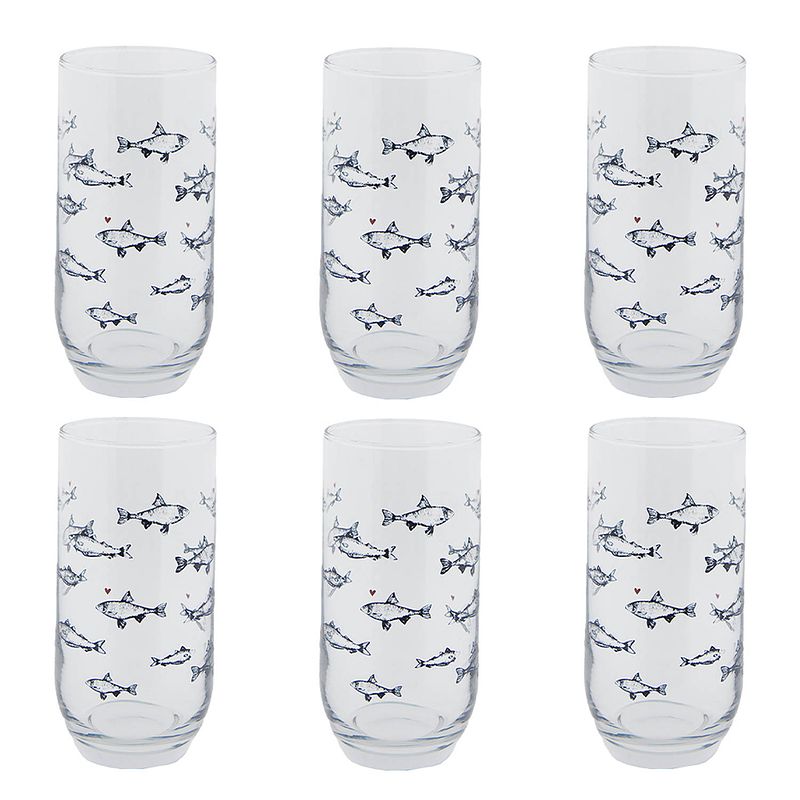 Foto van Haes deco - waterglas, drinkglas set van 6 glazen - inhoud glas 380 ml / ø 7x14 cm