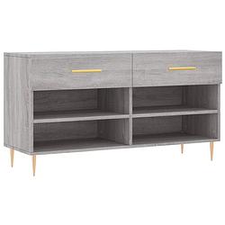 Foto van The living store schoenenbank - naam - opbergen en zitten - 102x35x55 cm - grijs sonoma eiken