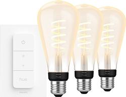 Foto van Philips hue filament white ambiance edison xl 3-pack + dimme