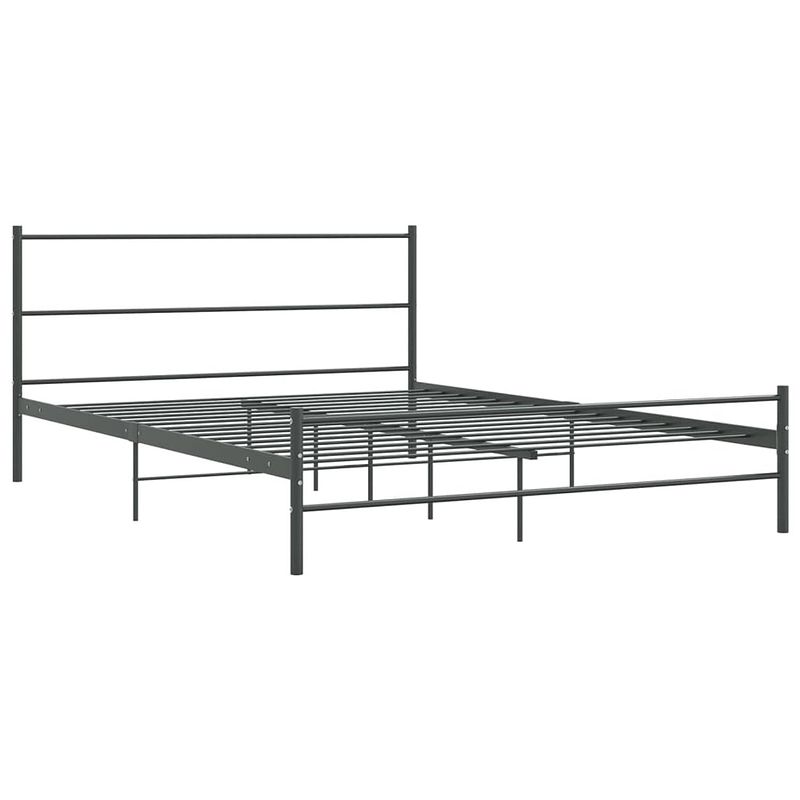 Foto van The living store metalen bedframe - grijs - 205 x 147 x 83.5 cm - geschikt voor 140 x 200 cm matras