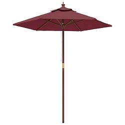 Foto van Vidaxl parasol met houten paal 196x231 cm bordeauxrood