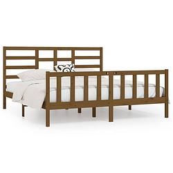 Foto van The living store bed grenenhout - massief - 205.5 x 206 x 104 cm - honingbruin