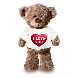Foto van Knuffel teddybeer met i love you hart shirt 43 cm - knuffelberen