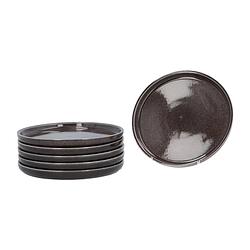 Foto van Ontbijtborden terre set 6 stuks geglazuurd keramiek 21 cm - zwart