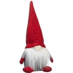 Foto van Pluche gnome/dwerg decoratie pop/knuffel met rode muts 18 cm - kerstman pop