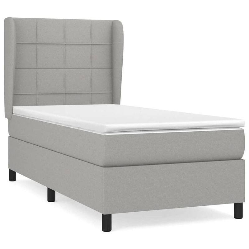 Foto van The living store boxspringbed - pocketvering - lichtgrijs - 203 x 83 x 118/128 cm - duurzaam materiaal