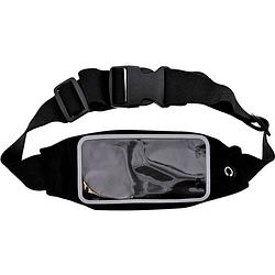 Foto van Sportriem met heuptasje -running belt heupband sportriem hardloop band grijs - riem met smartphone houder sport