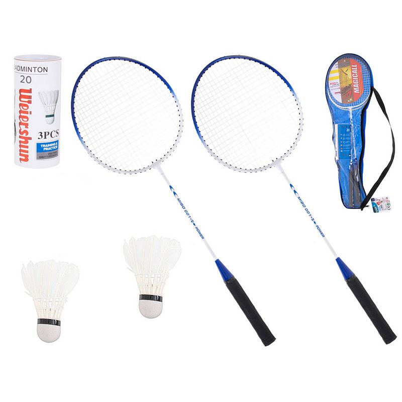 Foto van Badmintonrackets in handige tas met handvat - 2 stuks - inclusief 2 shuttles