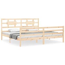 Foto van The living store massief grenenhouten bedframe - 205.5 x 185.5 x 100 cm - multiplex lattenbodem