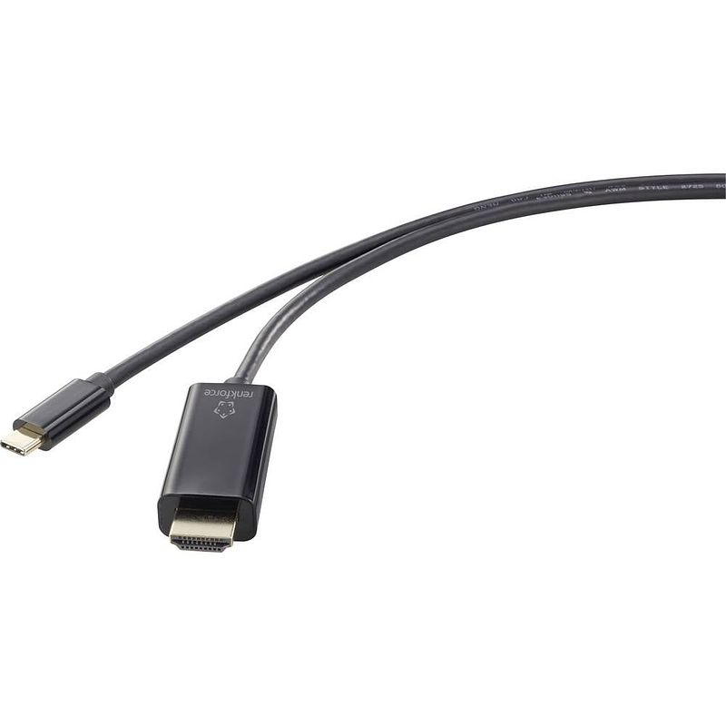 Foto van Renkforce usb-c / hdmi aansluitkabel usb-c stekker, hdmi-a stekker 1.80 m zwart rf-4531592 usb-c-displaykabel