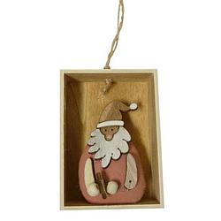 Foto van Peha hangfiguur kerstman 27 cm hout/textiel roze/blank