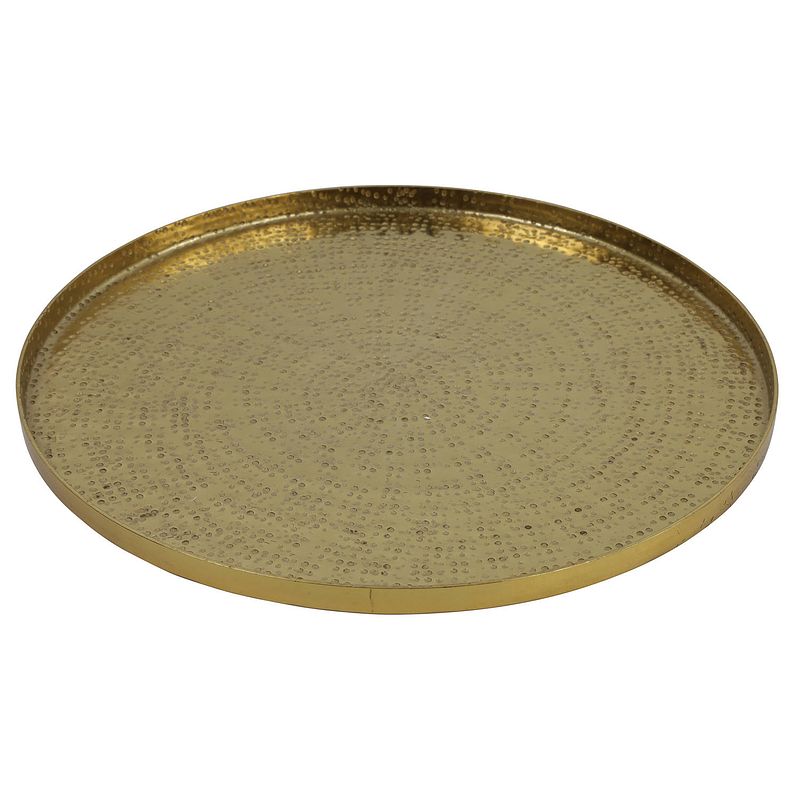 Foto van Dienblad/serveer tray marbella - metaal - goud - dia 29 cm - dienbladen