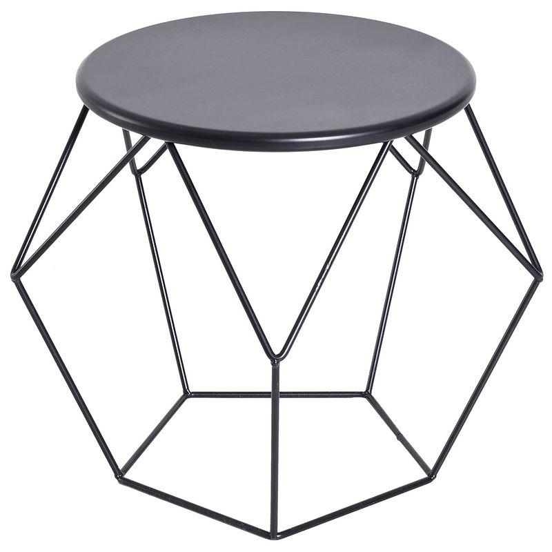 Foto van Moderne bijzettafel - salontafel - draadstalen frame - minimalistisch ontwerp - industrieel - 54 x 54 x 44 - zwart