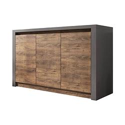 Foto van Meubella - dressoir monaco - eiken - grijs - 130 cm