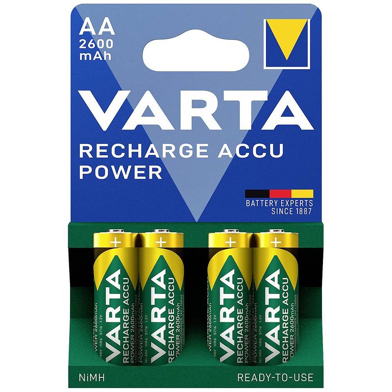 Foto van Varta herlaadbare batterij mignon aa 2600 mah par 2 5716101402