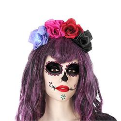 Foto van Halloween/horror verkleed diadeem/tiara/bloemenkransa - zombie/heks/lady - kunststof - dames/meisjes - verkleedhoofddeks