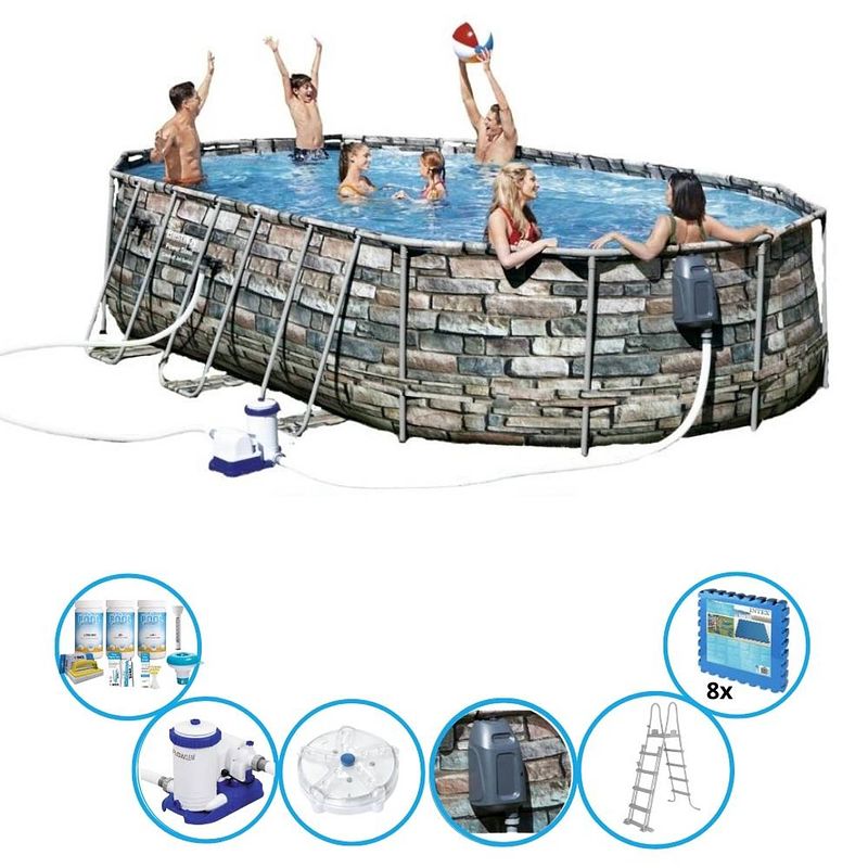 Foto van Bestway zwembad power steel swim vista - inclusief accessoires - 610x366x122 cm