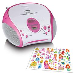 Foto van Draagbare stereo fm radio met cd-speler lenco scd-24pk kids wit-roze