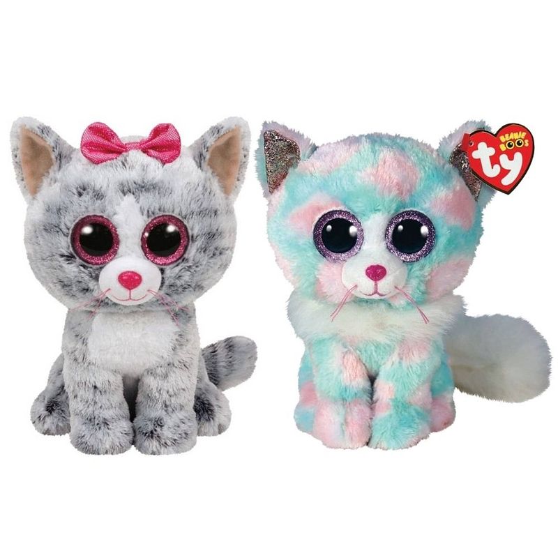 Foto van Ty - knuffel - beanie buddy - kiki cat & opal cat