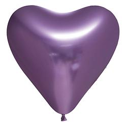 Foto van Wefiesta vormballon hart spiegelend 30 cm latex paars 6 stuks
