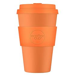 Foto van Ecoffee cup alhambra pla - koffiebeker to go 400 ml - oranje siliconen